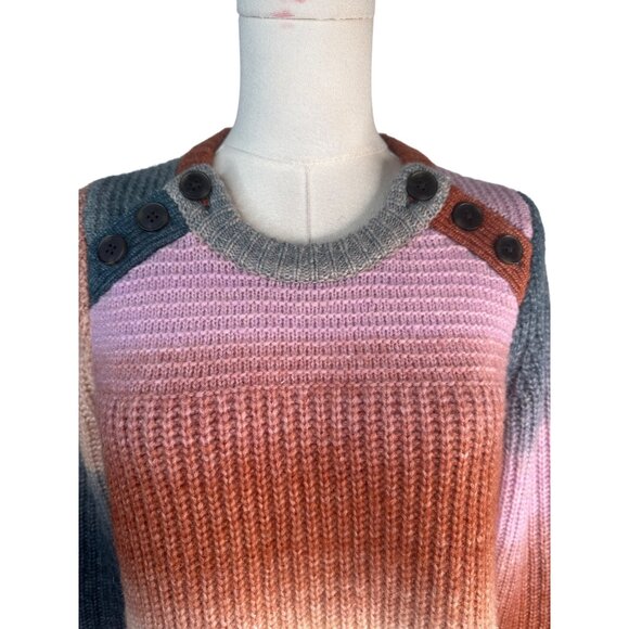 Madewell S Multicolor Gradient Sweater With Button Accents Acrylic Wool - Picture 8 of 16